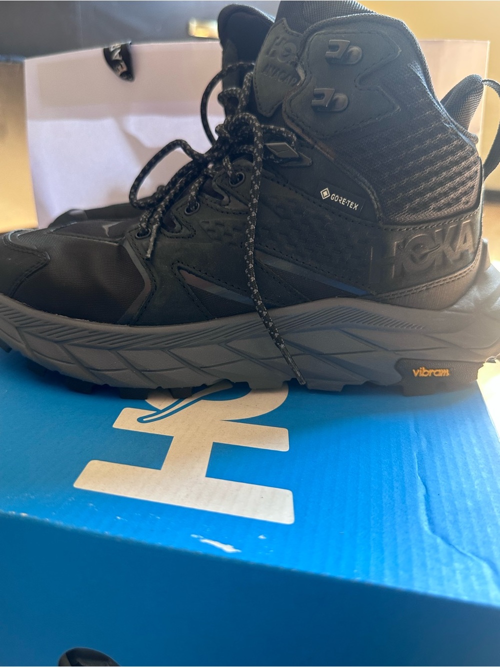 Hoka One One Black GORE-TEX women’s Mid-Top Trail Shoe. NEW never worn, with box